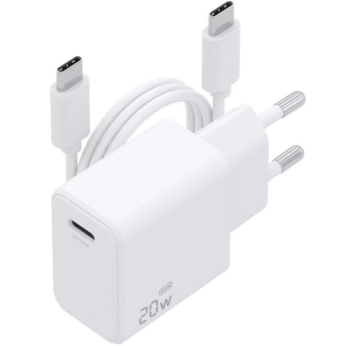 Aisens Cargador GaN USB-C 20 W con Cable USB-C de 1 m, Blanco Aisens Cargador GaN USB-C 20 W con Cable USB-C de 1 m, Blanco